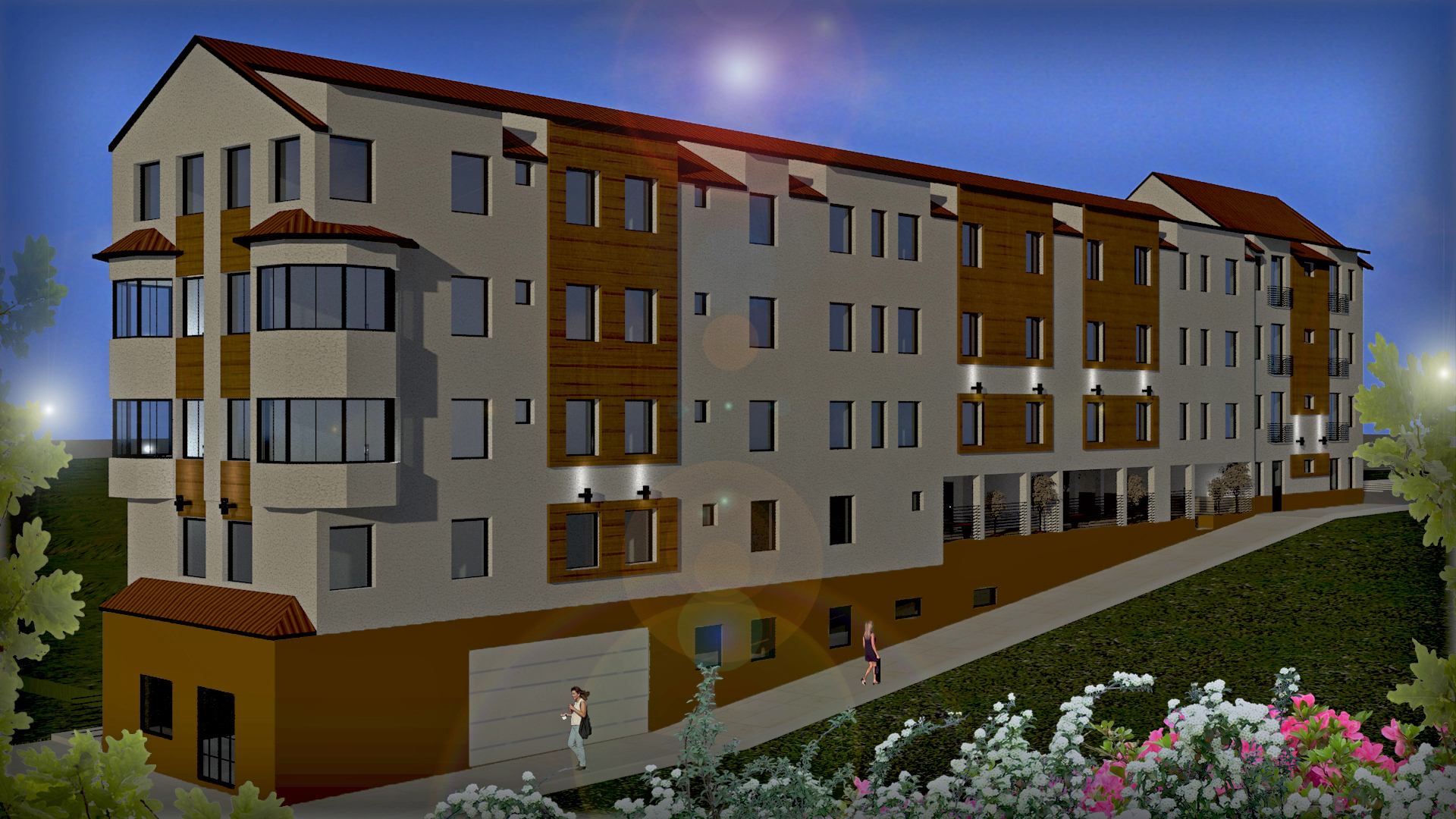 3D model stambene zgrade - prednja strana