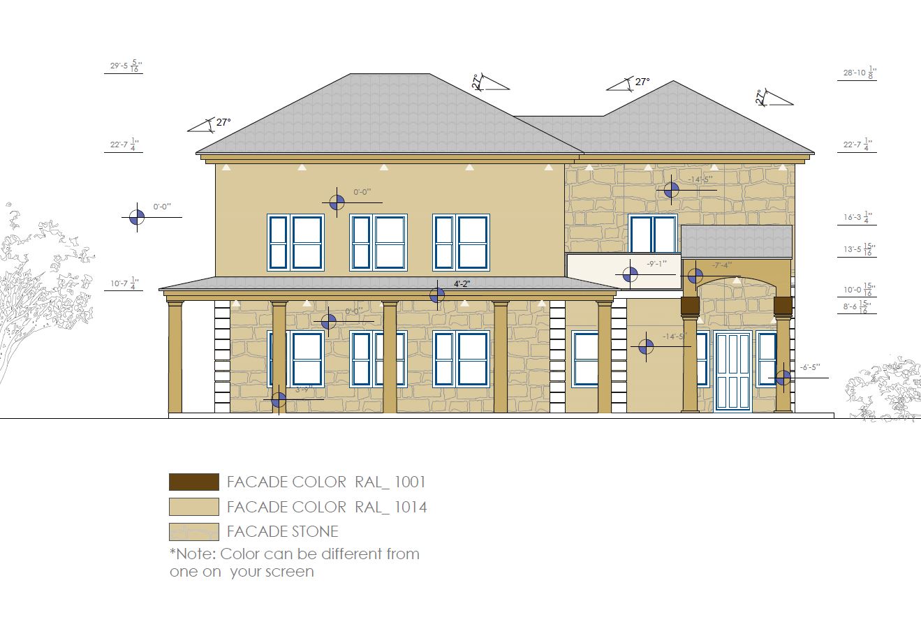 IDR rekonstrukcije i dogradnje objekta - Tehnički crtež, prednji izgled kuće